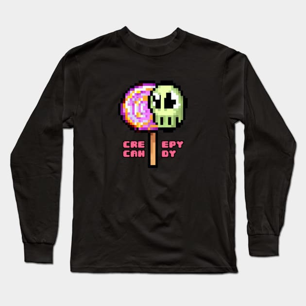 Creepy lollipop candy in pixel art Long Sleeve T-Shirt by D.A.P